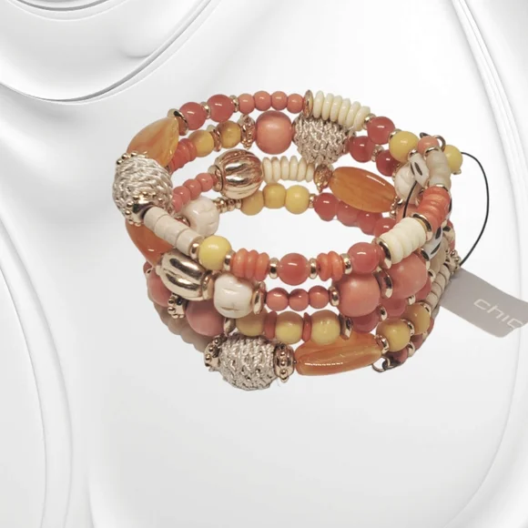 CHICO'S - Beaded Warm-Tone Coil Bracelet - Picture 3 of 3
